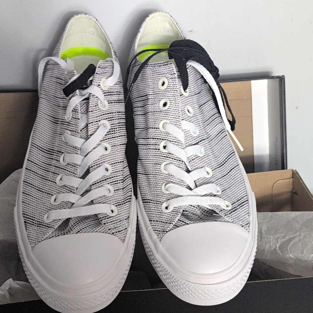 Converse Chuck II 2 Knit Low White Black 151089C Men Size 12 Lunarlon Deadstock